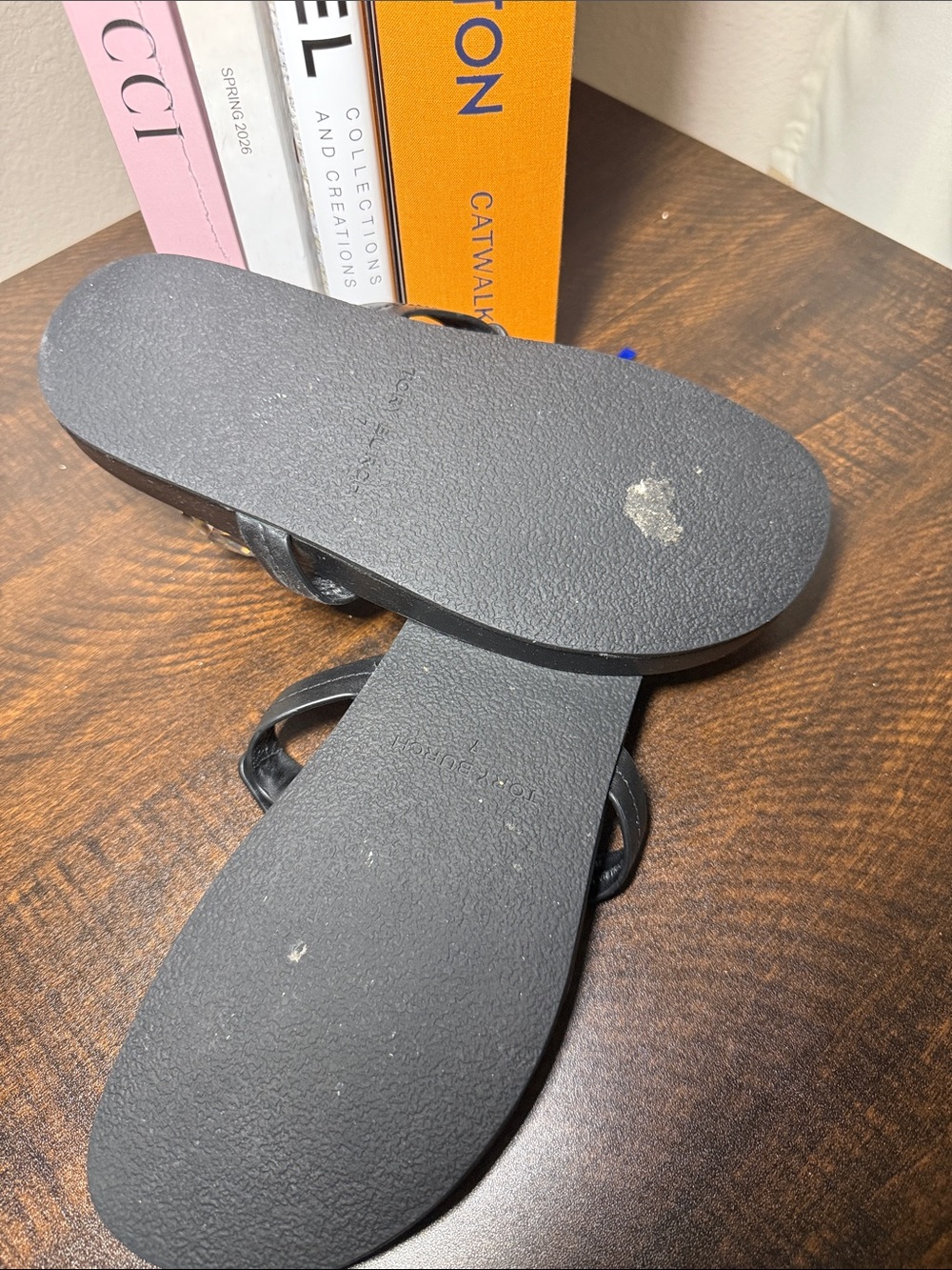 Tory Burch Cloud Miller Black Logo Cutout Sandals - Picture 3 of 4